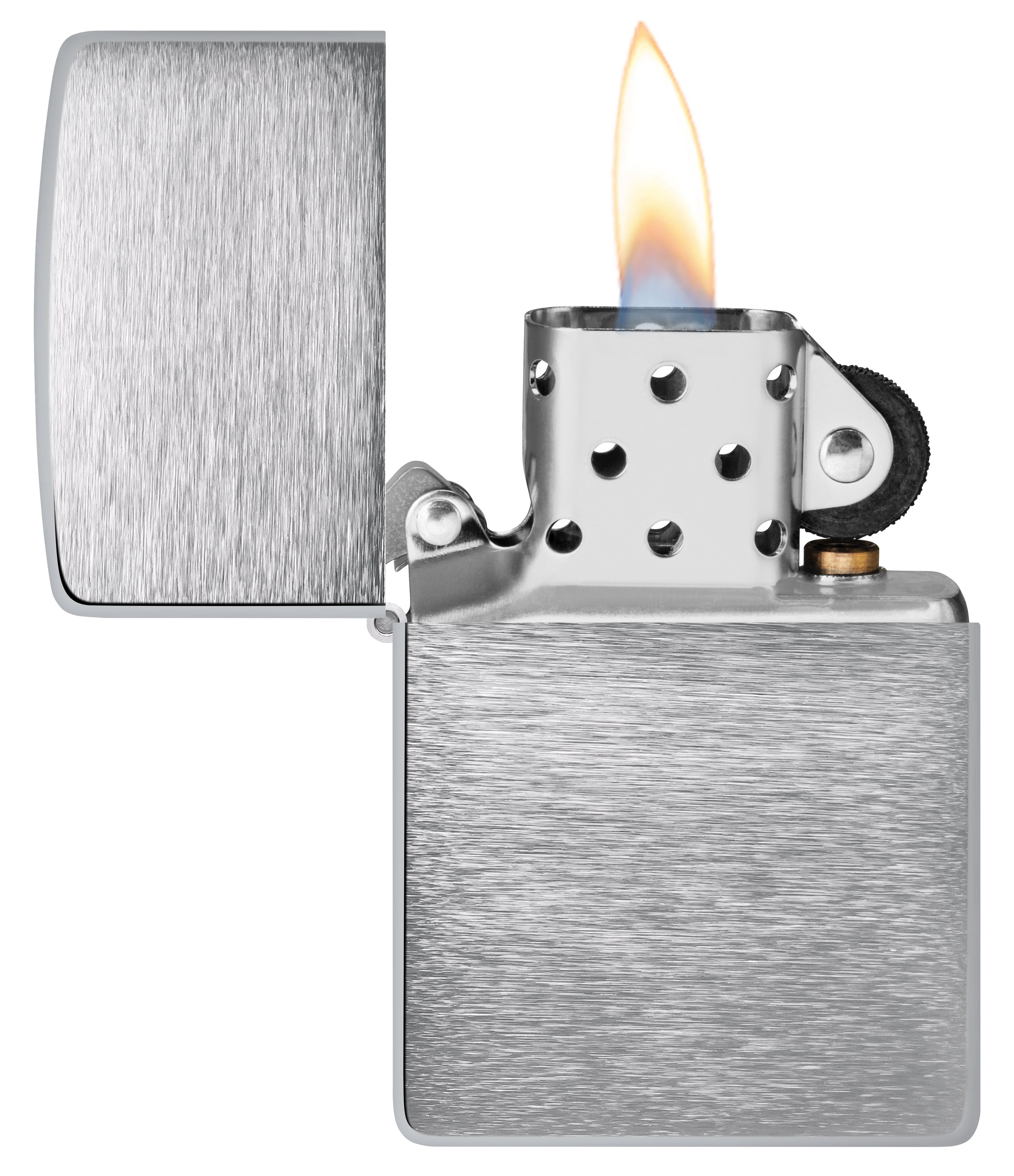 Front shot of Zippo Bejeweled Beetle Design High Polish Brass Windproof Lighter standing at a 3/4 angle.