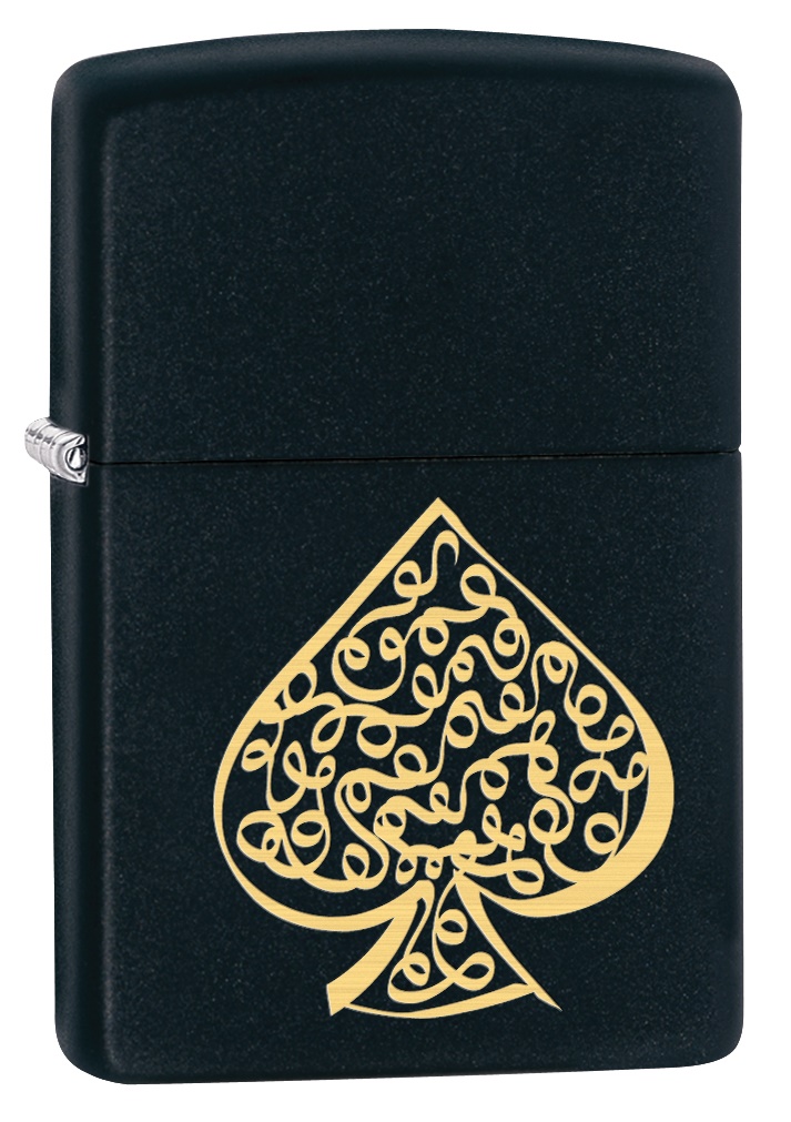 Front shot of Zippo Bejeweled Beetle Design High Polish Brass Windproof Lighter standing at a 3/4 angle.