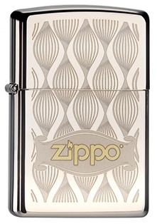 Front shot of Zippo Bejeweled Beetle Design High Polish Brass Windproof Lighter standing at a 3/4 angle.