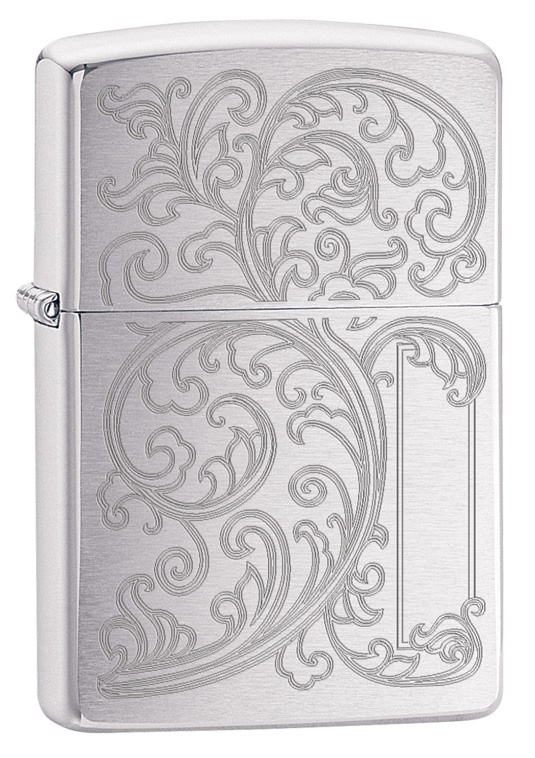 Front shot of Zippo Bejeweled Beetle Design High Polish Brass Windproof Lighter standing at a 3/4 angle.