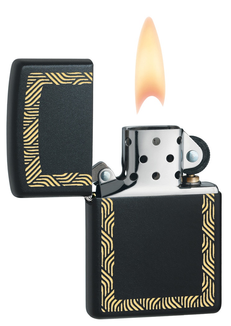 Front shot of Zippo Bejeweled Beetle Design High Polish Brass Windproof Lighter standing at a 3/4 angle.