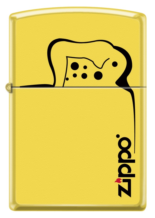 Front shot of Zippo Bejeweled Beetle Design High Polish Brass Windproof Lighter standing at a 3/4 angle.