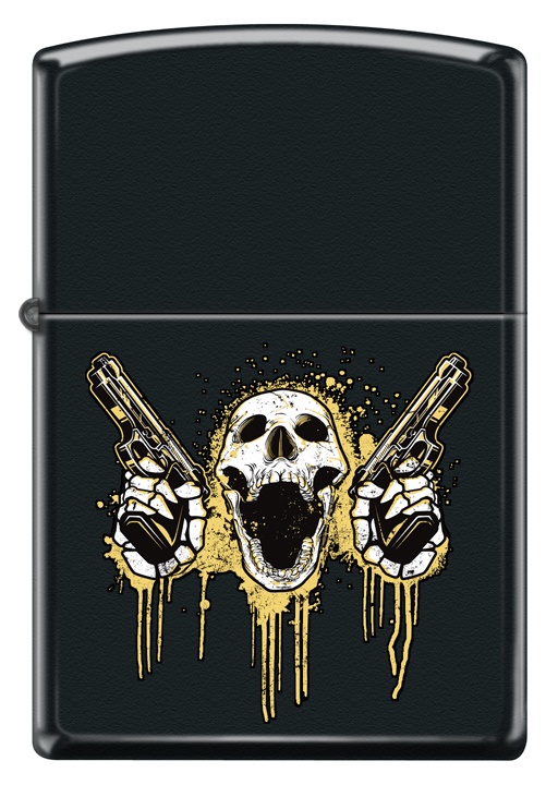 Front shot of Zippo Bejeweled Beetle Design High Polish Brass Windproof Lighter standing at a 3/4 angle.
