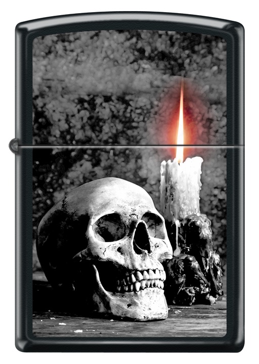 Front shot of Zippo Bejeweled Beetle Design High Polish Brass Windproof Lighter standing at a 3/4 angle.