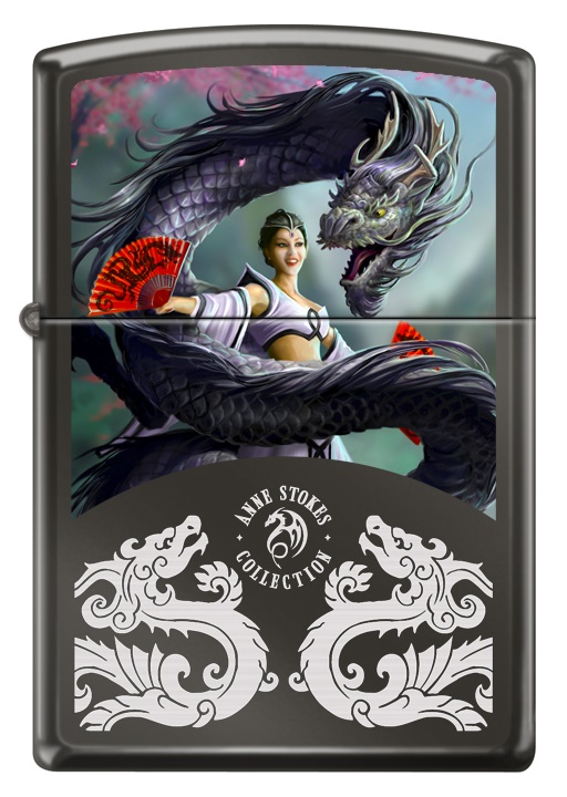 Front shot of Zippo Bejeweled Beetle Design High Polish Brass Windproof Lighter standing at a 3/4 angle.