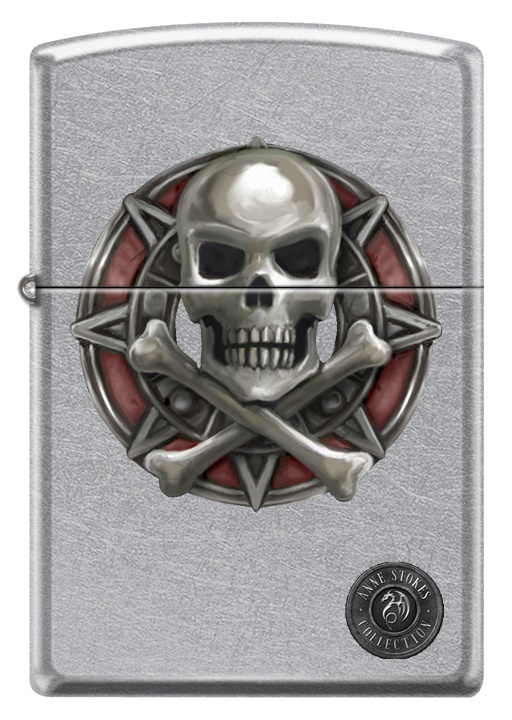 Front shot of Zippo Bejeweled Beetle Design High Polish Brass Windproof Lighter standing at a 3/4 angle.