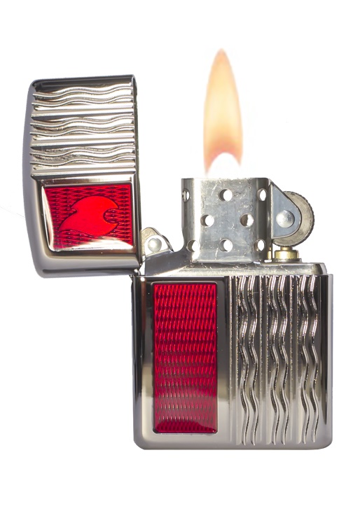 Front shot of Zippo Bejeweled Beetle Design High Polish Brass Windproof Lighter standing at a 3/4 angle.