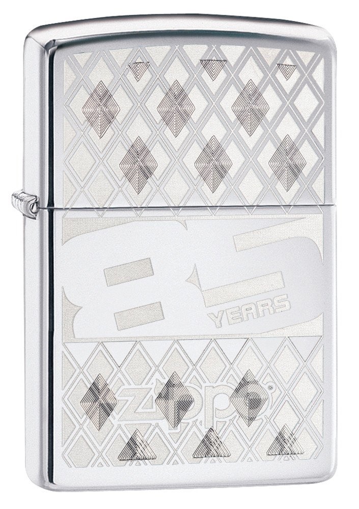 Front shot of Zippo Bejeweled Beetle Design High Polish Brass Windproof Lighter standing at a 3/4 angle.