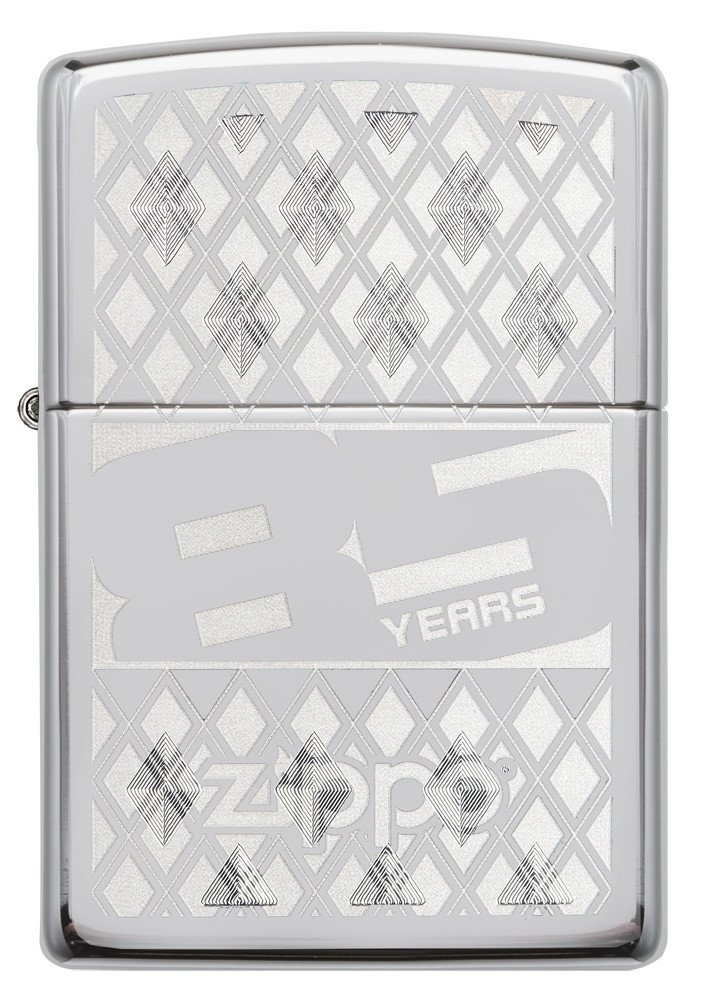 Front shot of Zippo Bejeweled Beetle Design High Polish Brass Windproof Lighter standing at a 3/4 angle.