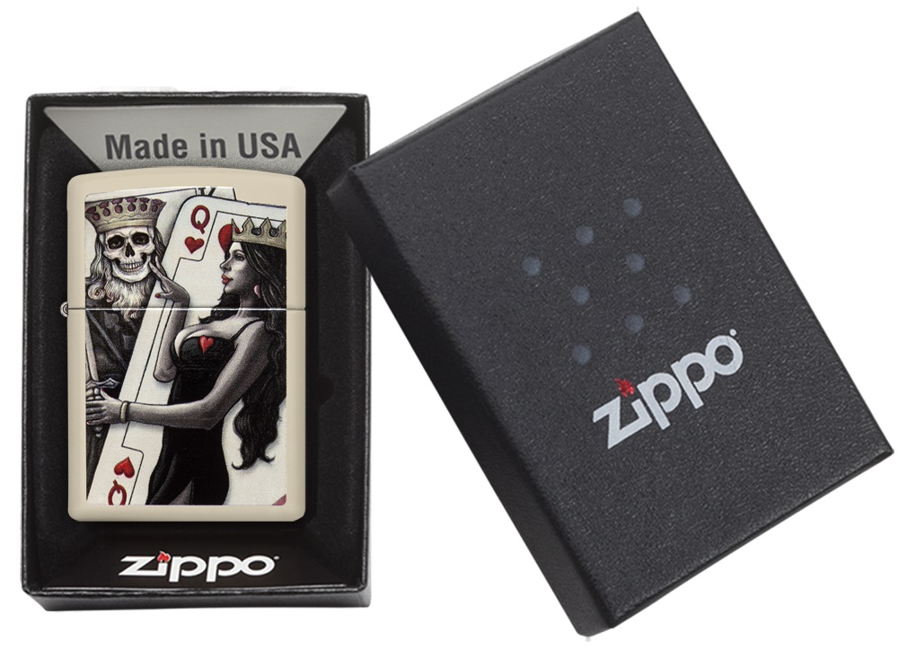 Front shot of Zippo Bejeweled Beetle Design High Polish Brass Windproof Lighter standing at a 3/4 angle.