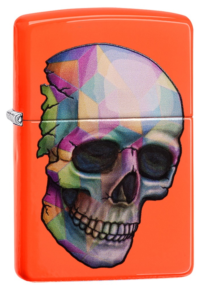 Front shot of Zippo Bejeweled Beetle Design High Polish Brass Windproof Lighter standing at a 3/4 angle.