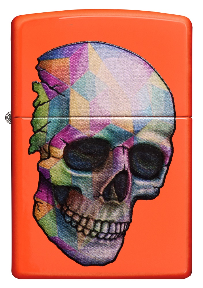 Front shot of Zippo Bejeweled Beetle Design High Polish Brass Windproof Lighter standing at a 3/4 angle.
