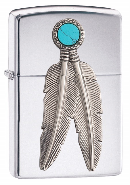 Front shot of Zippo Bejeweled Beetle Design High Polish Brass Windproof Lighter standing at a 3/4 angle.