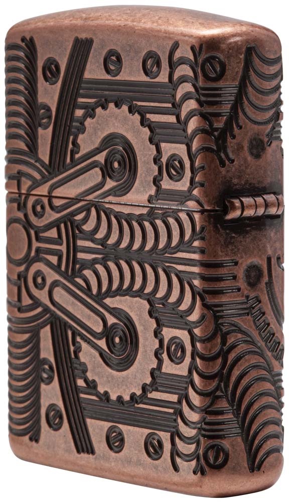 Front shot of Zippo Bejeweled Beetle Design High Polish Brass Windproof Lighter standing at a 3/4 angle.