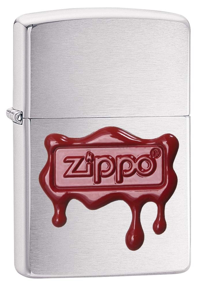 Front shot of Zippo Bejeweled Beetle Design High Polish Brass Windproof Lighter standing at a 3/4 angle.