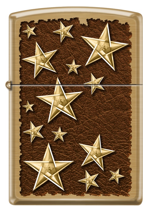 Front shot of Zippo Bejeweled Beetle Design High Polish Brass Windproof Lighter standing at a 3/4 angle.
