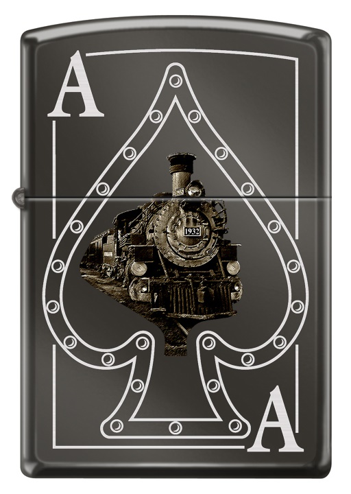 Front shot of Zippo Bejeweled Beetle Design High Polish Brass Windproof Lighter standing at a 3/4 angle.