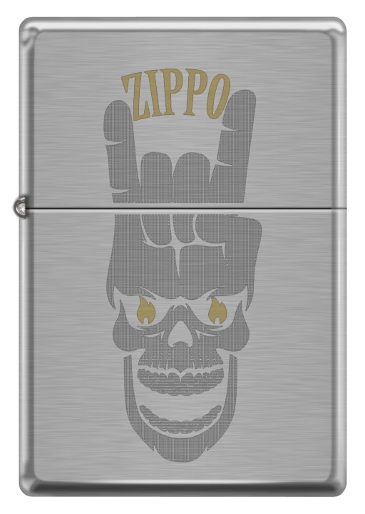 Front shot of Zippo Bejeweled Beetle Design High Polish Brass Windproof Lighter standing at a 3/4 angle.