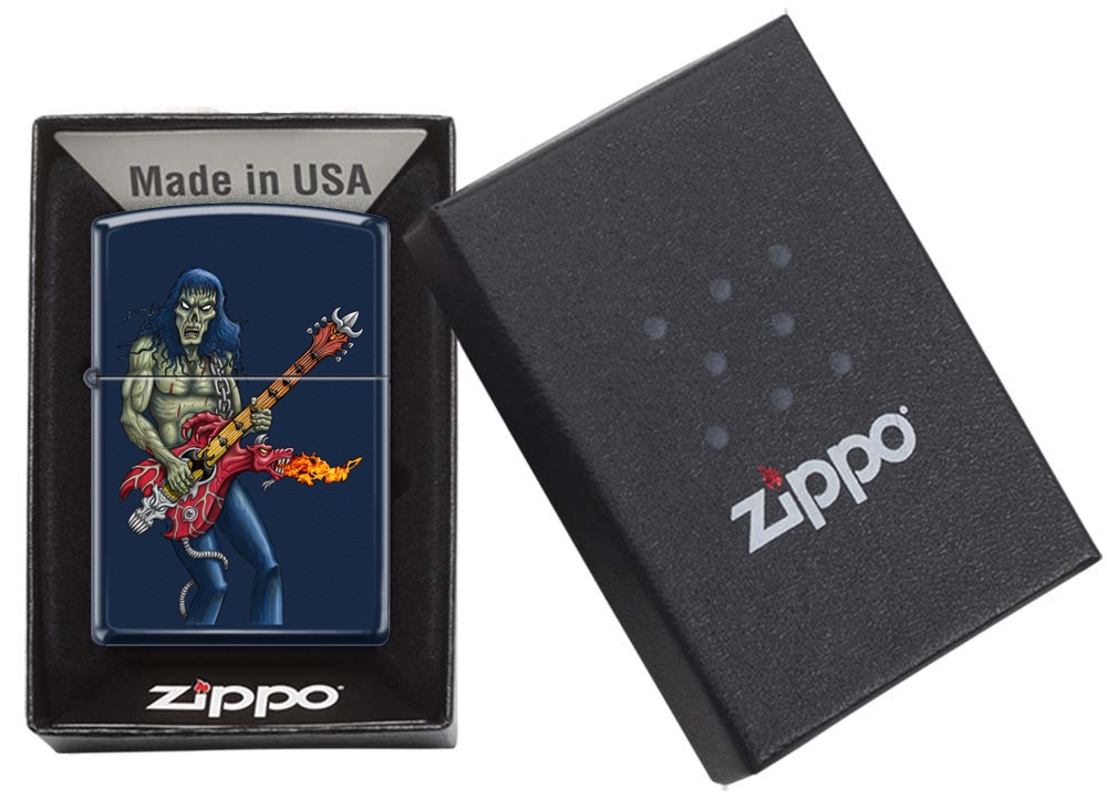 Front shot of Zippo Bejeweled Beetle Design High Polish Brass Windproof Lighter standing at a 3/4 angle.