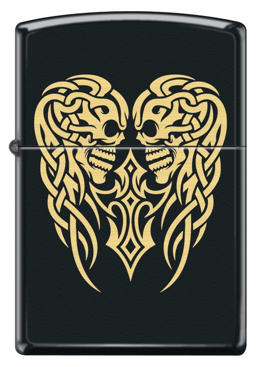 Front shot of Zippo Bejeweled Beetle Design High Polish Brass Windproof Lighter standing at a 3/4 angle.