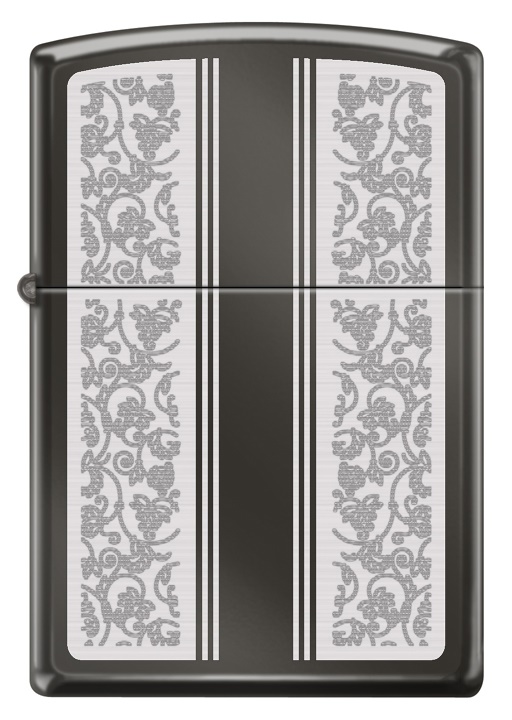 Front shot of Zippo Bejeweled Beetle Design High Polish Brass Windproof Lighter standing at a 3/4 angle.