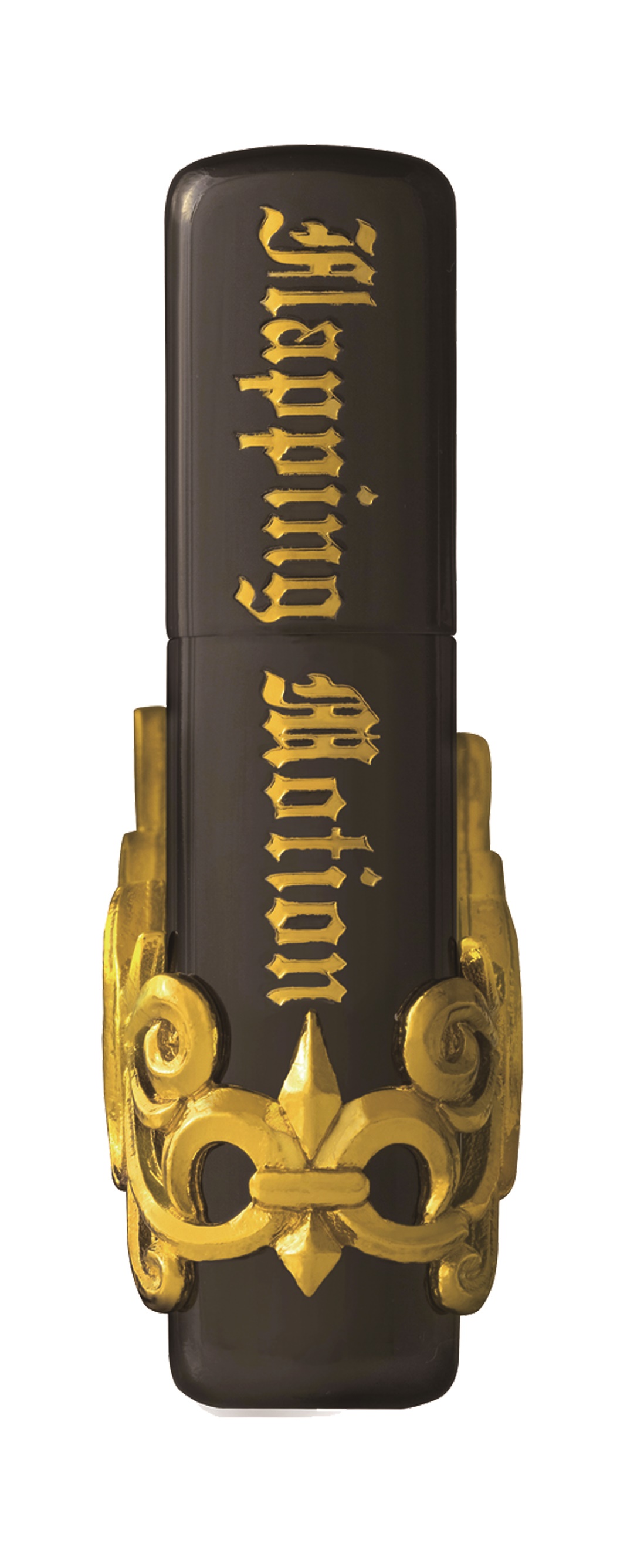 Front shot of Zippo Bejeweled Beetle Design High Polish Brass Windproof Lighter standing at a 3/4 angle.
