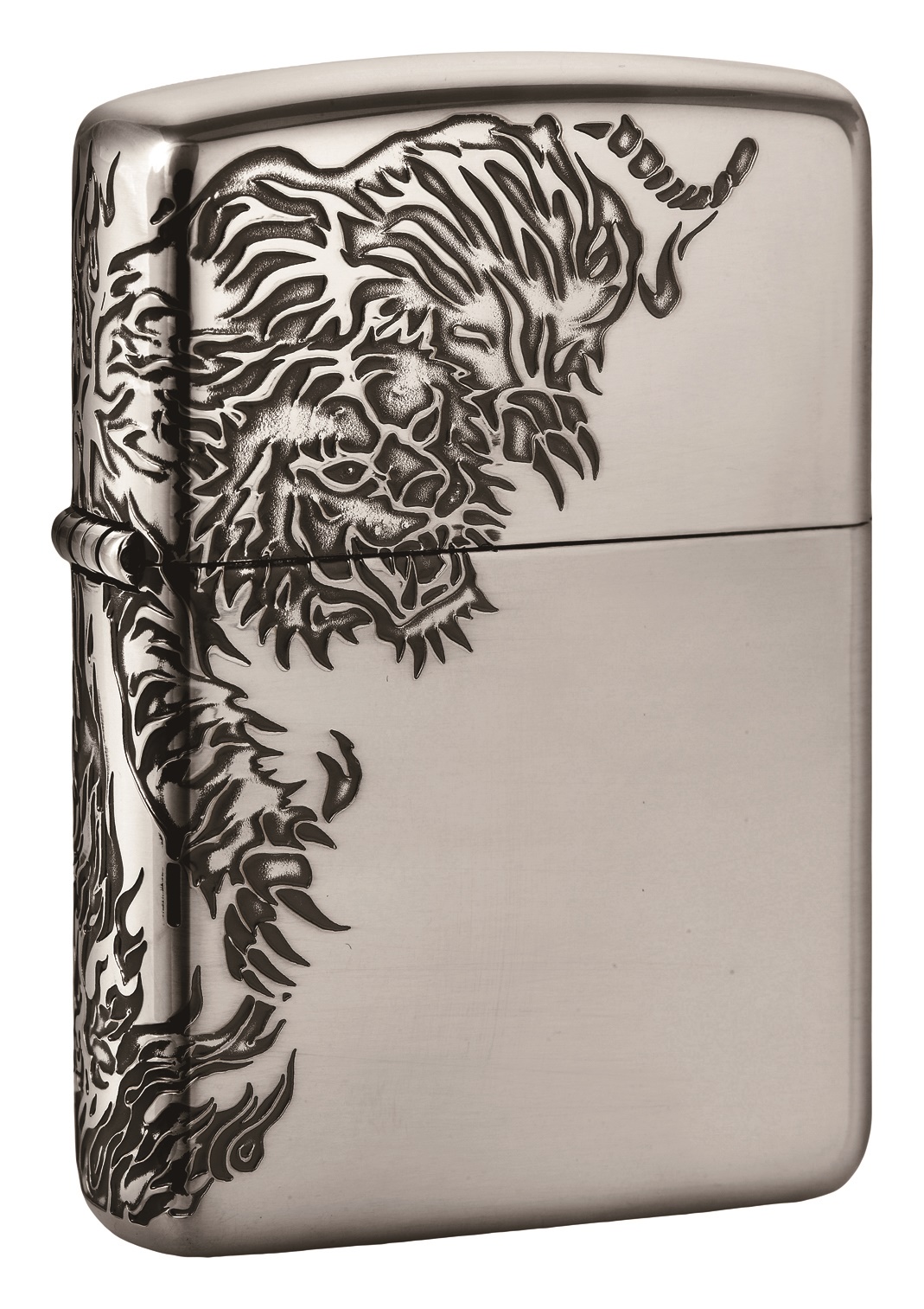 Front shot of Zippo Bejeweled Beetle Design High Polish Brass Windproof Lighter standing at a 3/4 angle.