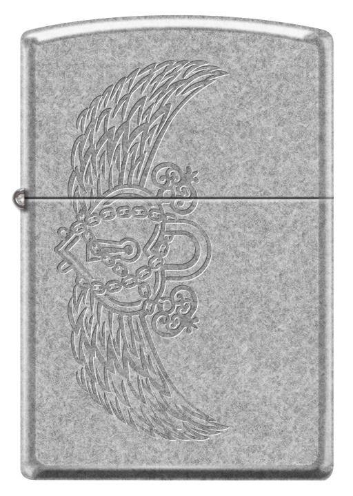 Front shot of Zippo Bejeweled Beetle Design High Polish Brass Windproof Lighter standing at a 3/4 angle.