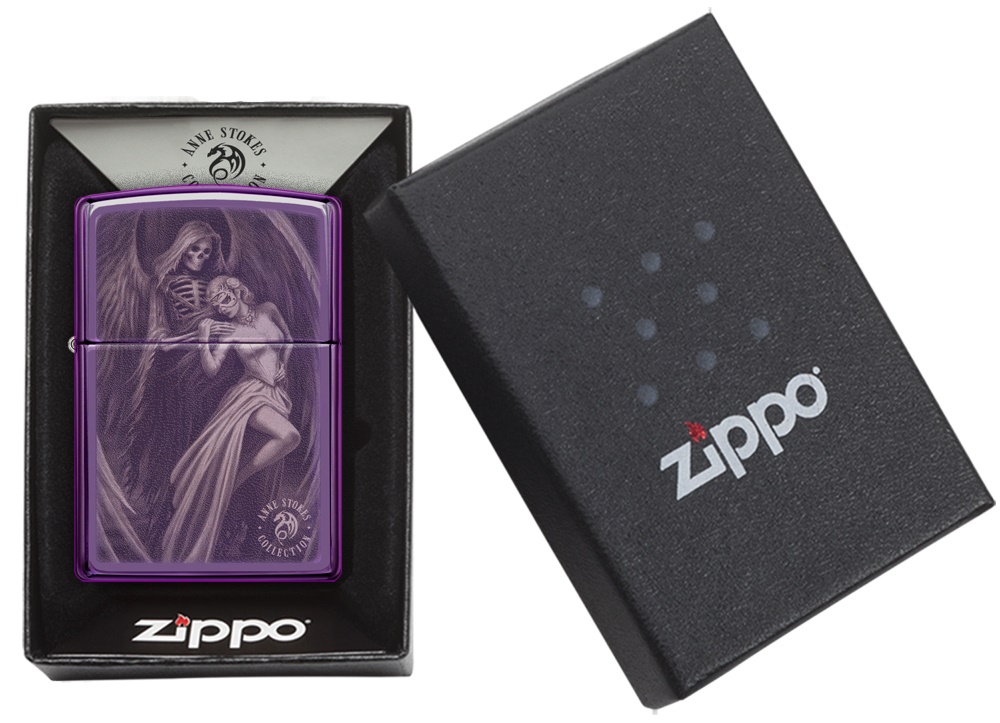 Front shot of Zippo Bejeweled Beetle Design High Polish Brass Windproof Lighter standing at a 3/4 angle.