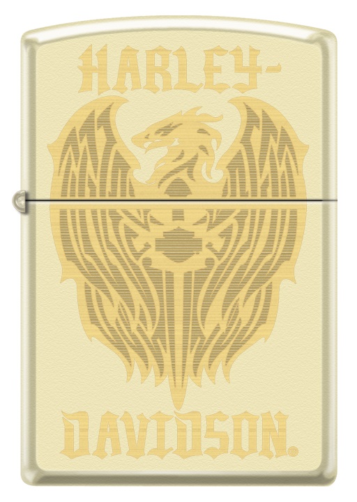 Front shot of Zippo Bejeweled Beetle Design High Polish Brass Windproof Lighter standing at a 3/4 angle.