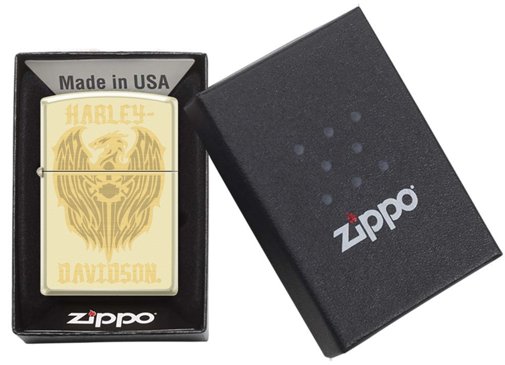 Front shot of Zippo Bejeweled Beetle Design High Polish Brass Windproof Lighter standing at a 3/4 angle.