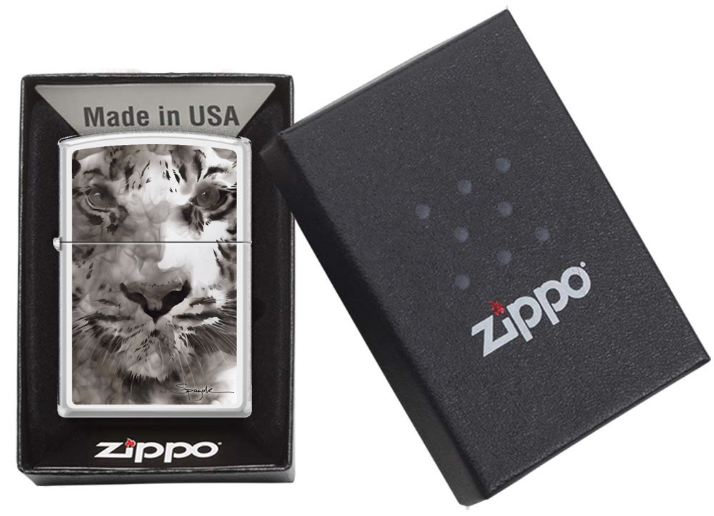 Front shot of Zippo Bejeweled Beetle Design High Polish Brass Windproof Lighter standing at a 3/4 angle.