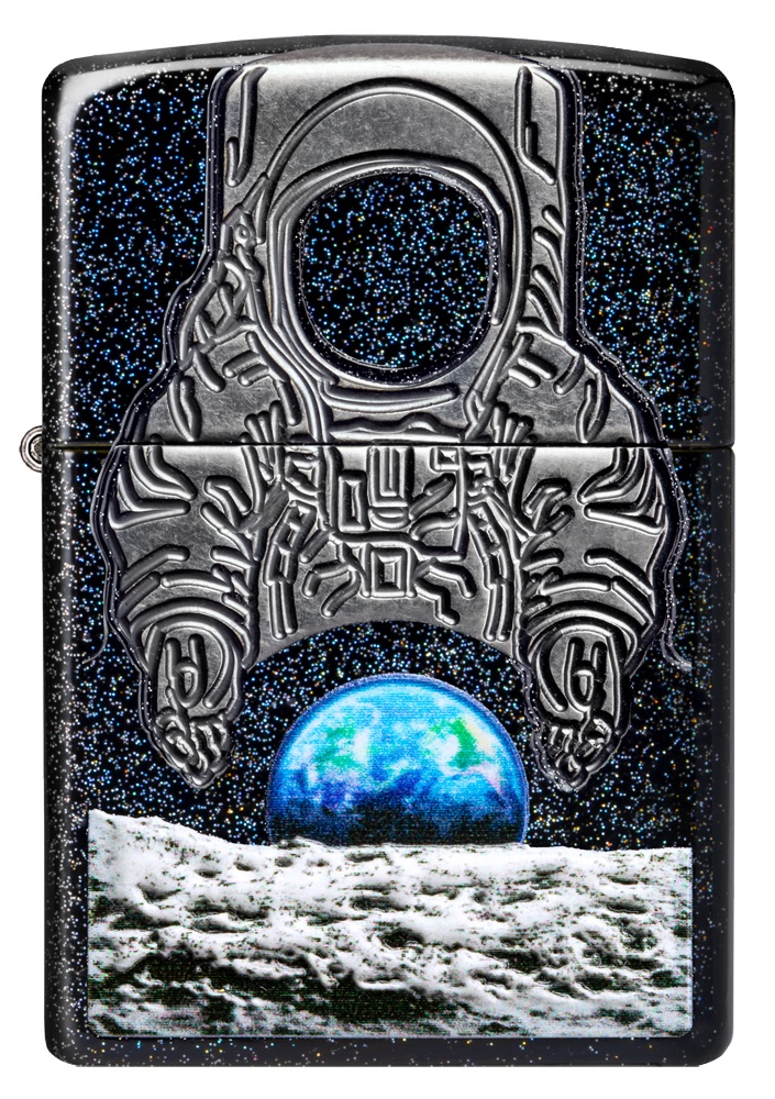 Front shot of Zippo Bejeweled Beetle Design High Polish Brass Windproof Lighter standing at a 3/4 angle.