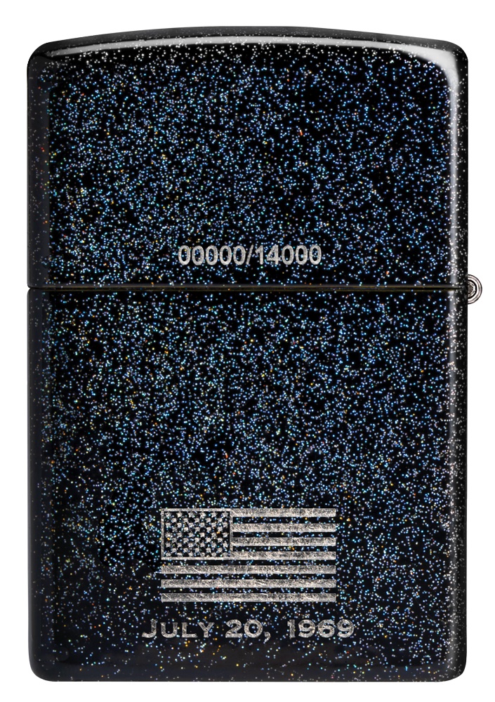 Front shot of Zippo Bejeweled Beetle Design High Polish Brass Windproof Lighter standing at a 3/4 angle.