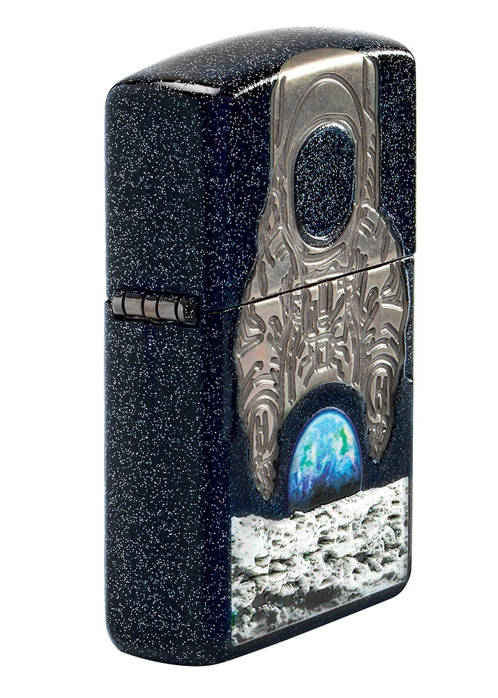 Front shot of Zippo Bejeweled Beetle Design High Polish Brass Windproof Lighter standing at a 3/4 angle.