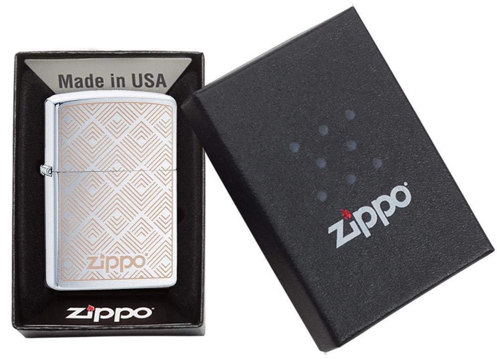 Front shot of Zippo Bejeweled Beetle Design High Polish Brass Windproof Lighter standing at a 3/4 angle.