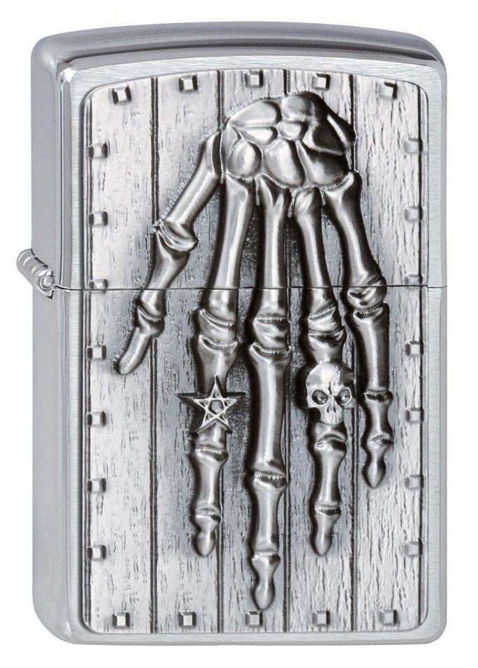 Front shot of Zippo Bejeweled Beetle Design High Polish Brass Windproof Lighter standing at a 3/4 angle.