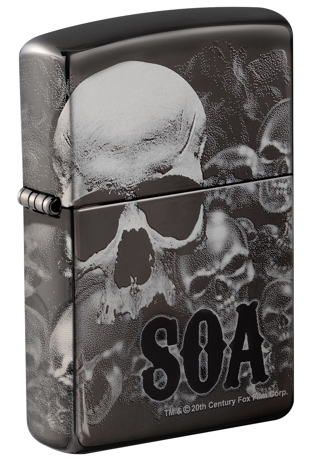 Front shot of Zippo Bejeweled Beetle Design High Polish Brass Windproof Lighter standing at a 3/4 angle.