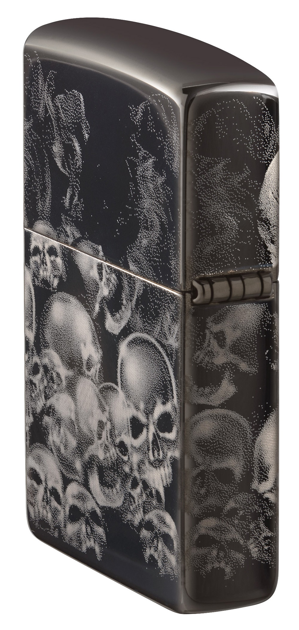 Front shot of Zippo Bejeweled Beetle Design High Polish Brass Windproof Lighter standing at a 3/4 angle.