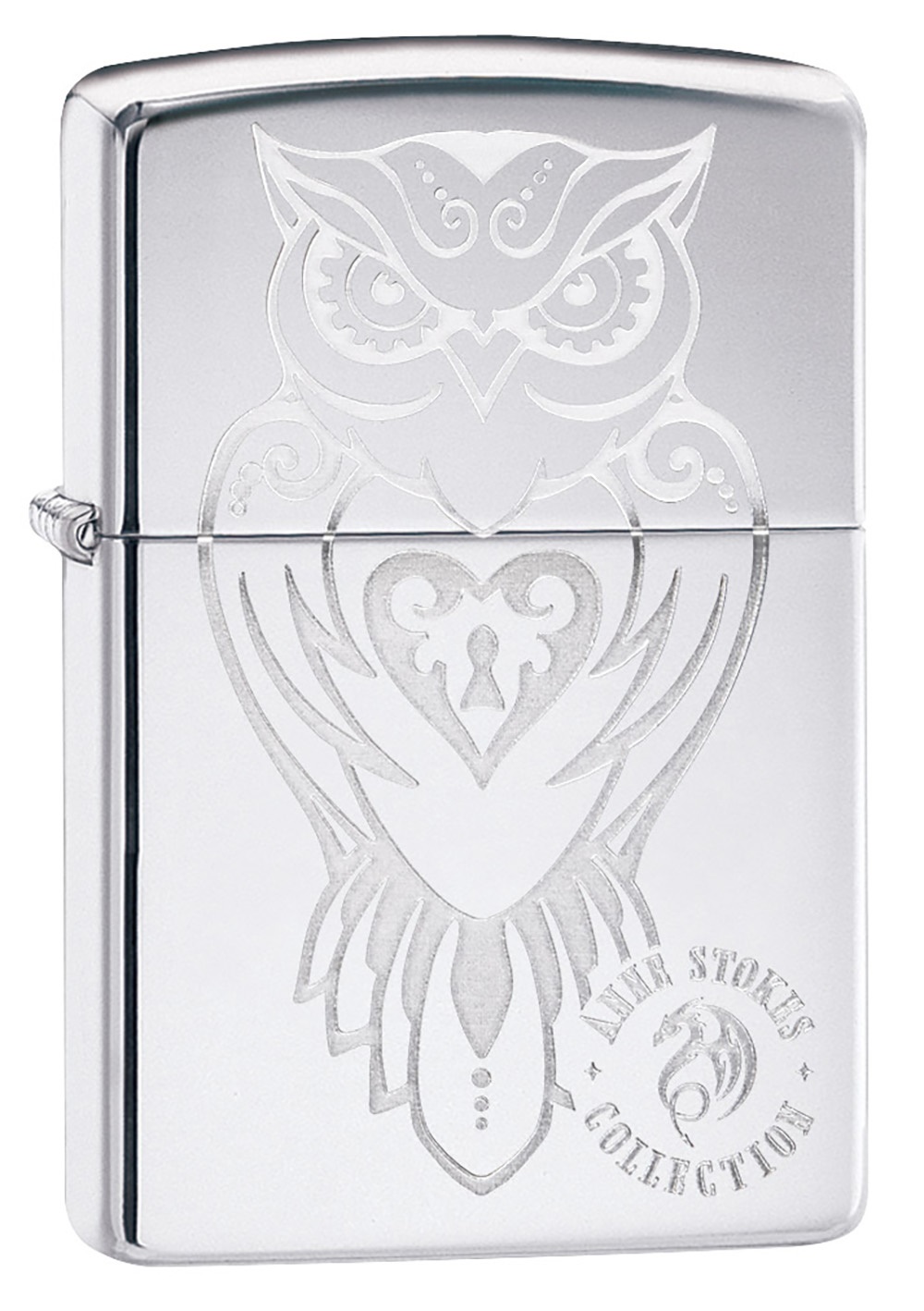 Front shot of Zippo Bejeweled Beetle Design High Polish Brass Windproof Lighter standing at a 3/4 angle.