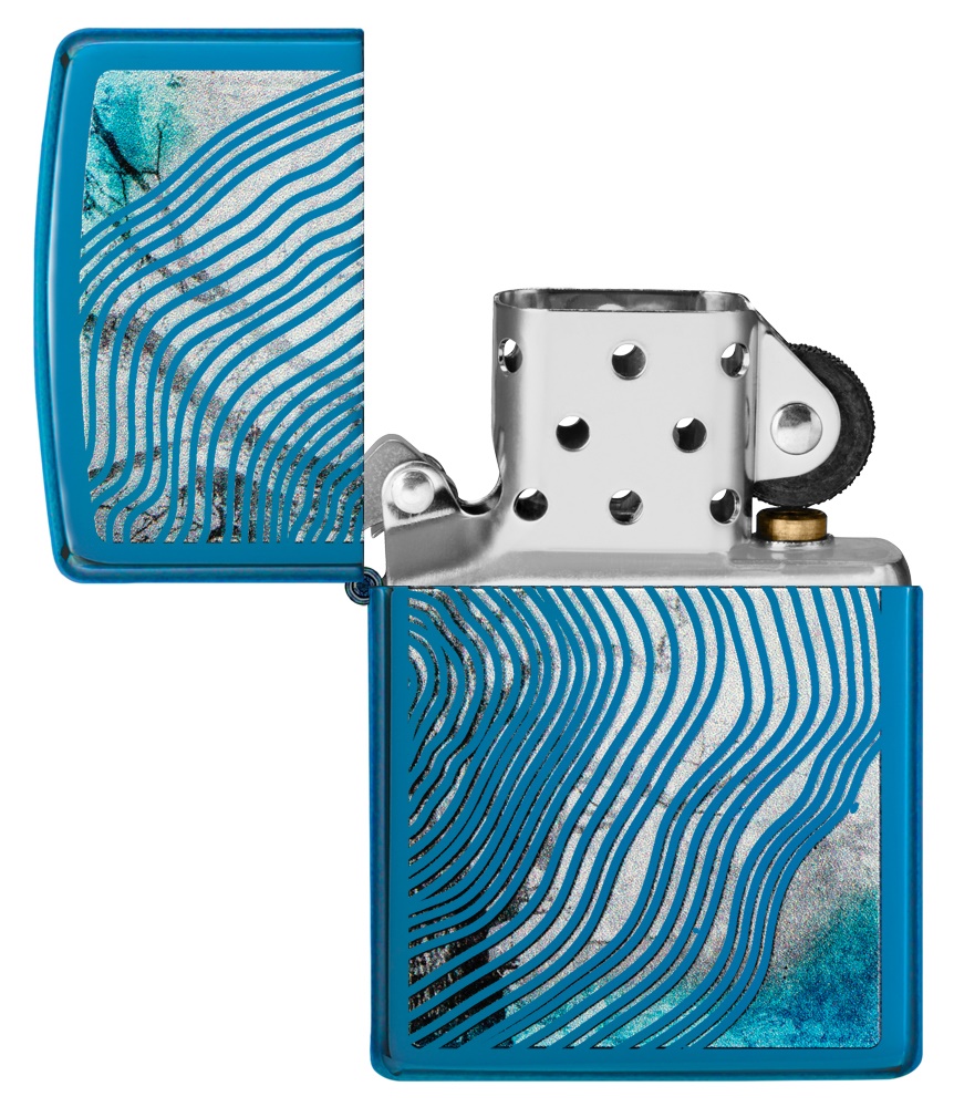 Front shot of Zippo Bejeweled Beetle Design High Polish Brass Windproof Lighter standing at a 3/4 angle.