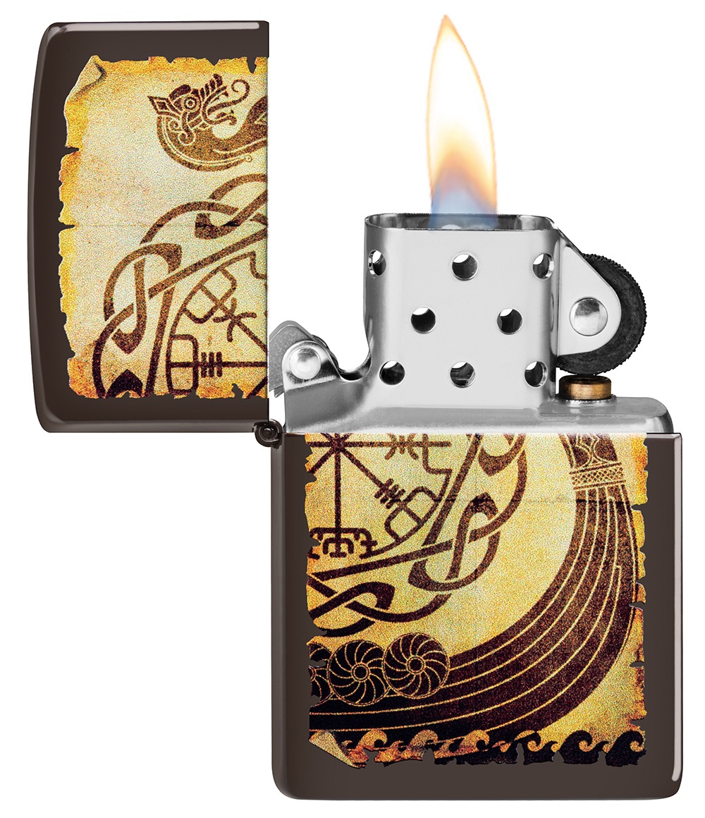 Front shot of Zippo Bejeweled Beetle Design High Polish Brass Windproof Lighter standing at a 3/4 angle.