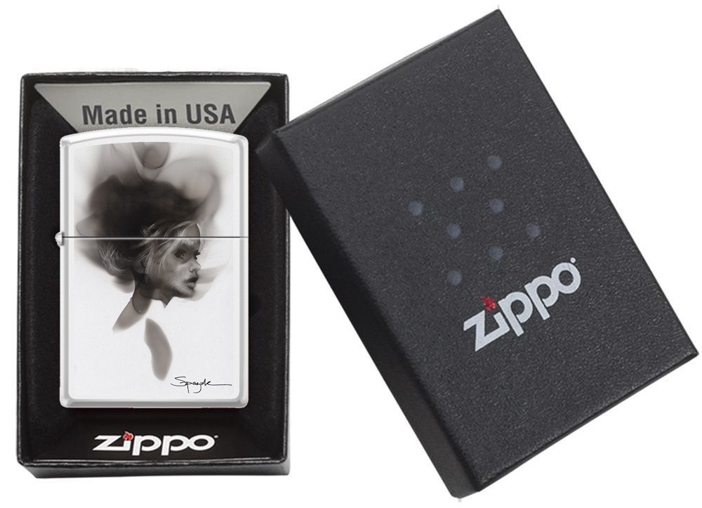 Front shot of Zippo Bejeweled Beetle Design High Polish Brass Windproof Lighter standing at a 3/4 angle.