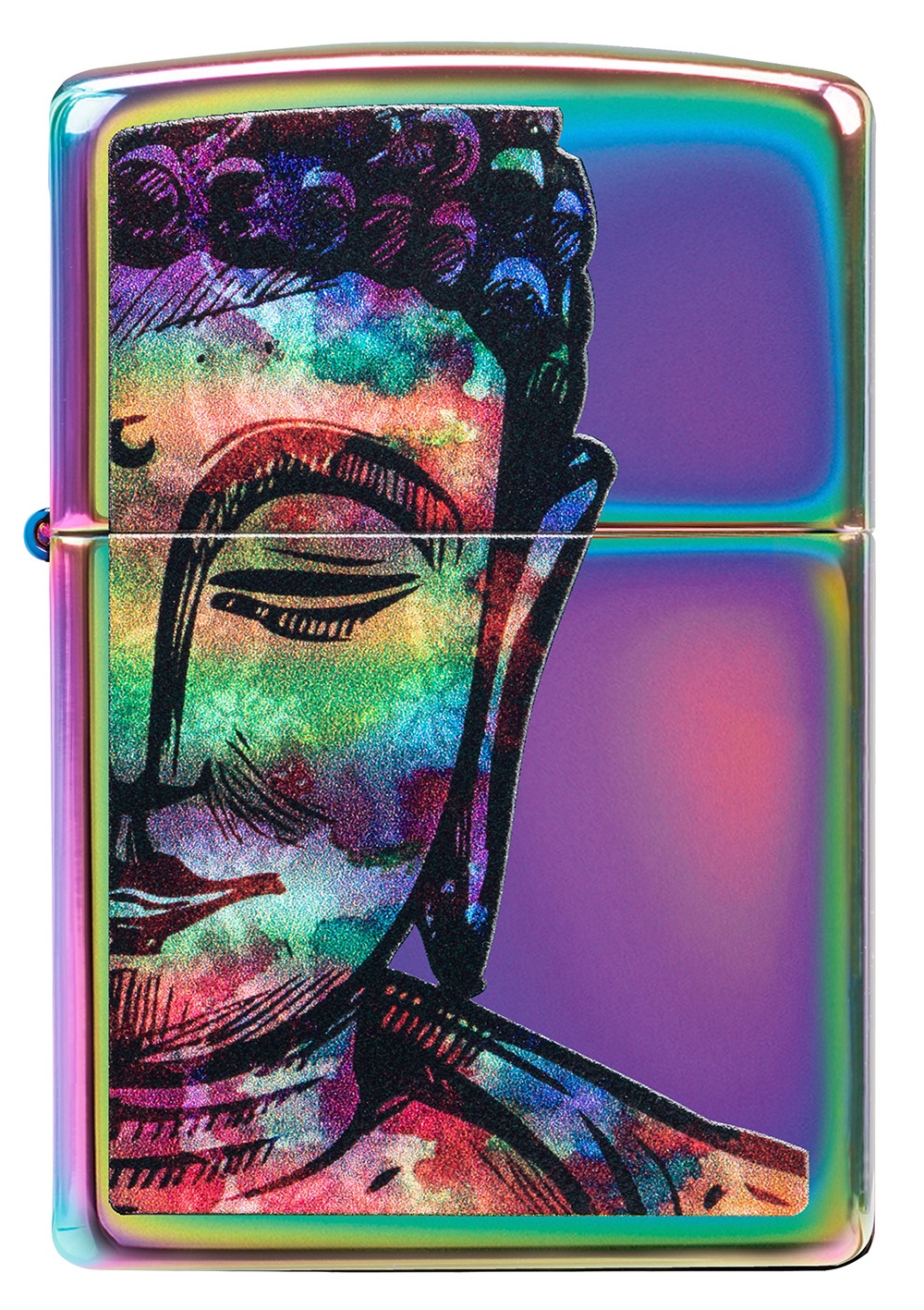 Front shot of Zippo Bejeweled Beetle Design High Polish Brass Windproof Lighter standing at a 3/4 angle.