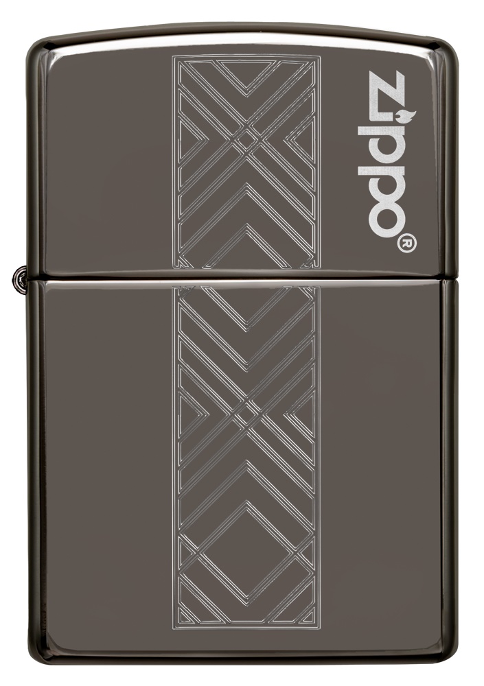 Front shot of Zippo Bejeweled Beetle Design High Polish Brass Windproof Lighter standing at a 3/4 angle.