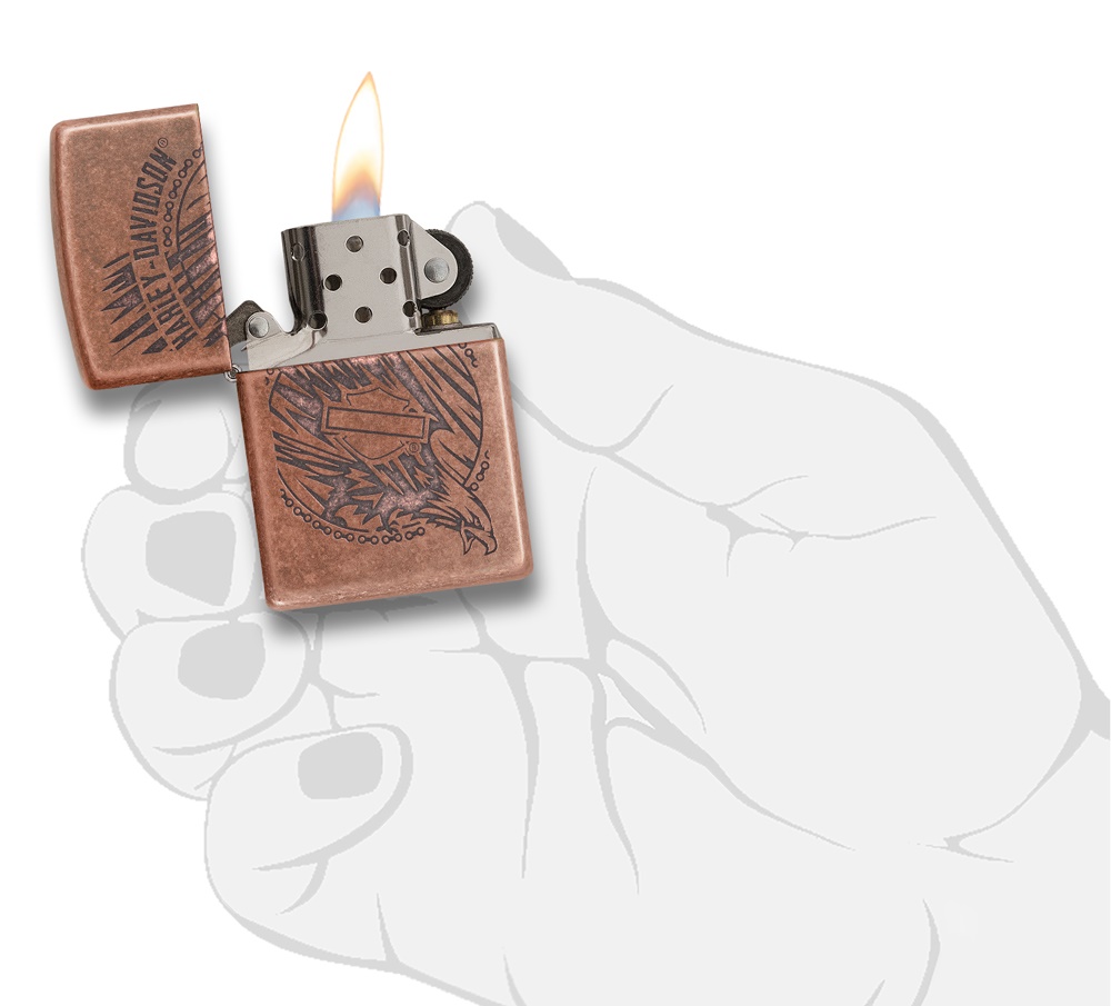 Front shot of Zippo Bejeweled Beetle Design High Polish Brass Windproof Lighter standing at a 3/4 angle.
