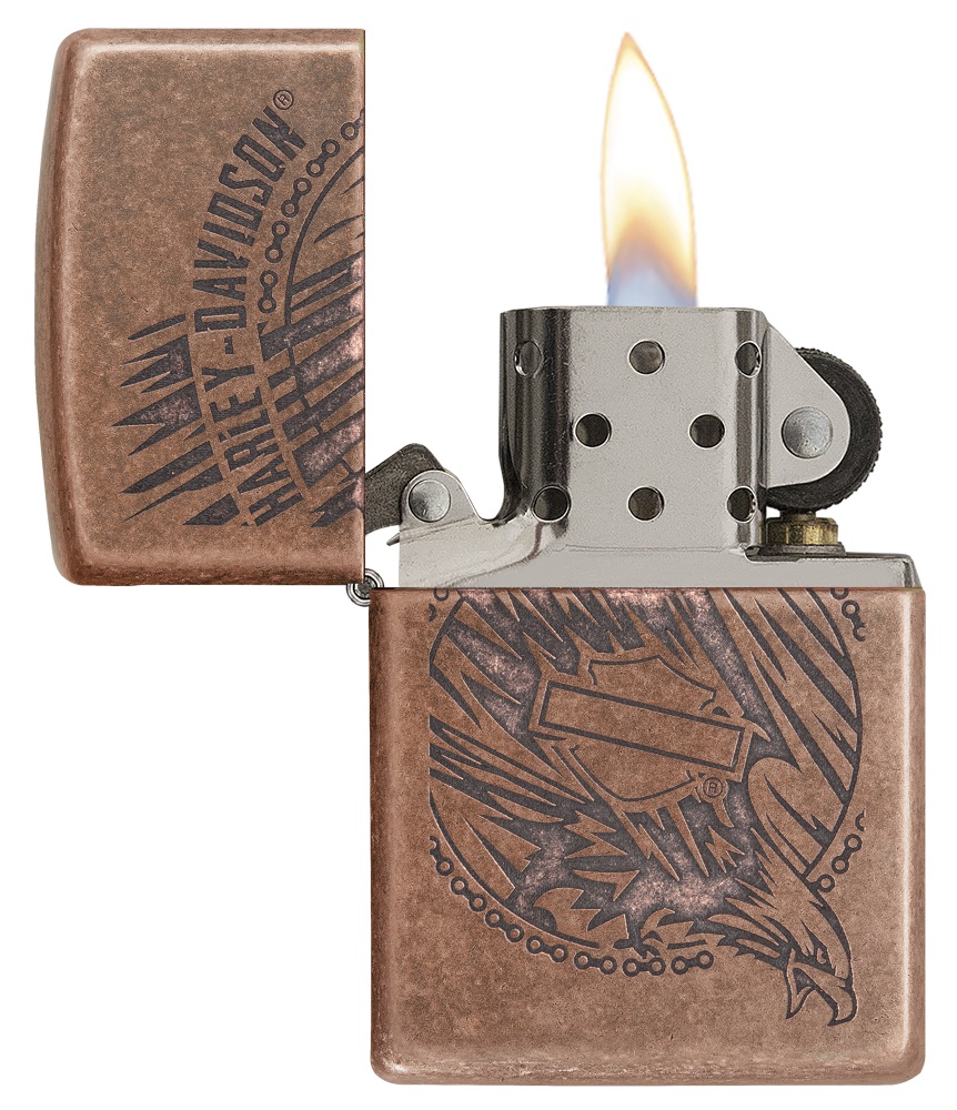 Front shot of Zippo Bejeweled Beetle Design High Polish Brass Windproof Lighter standing at a 3/4 angle.