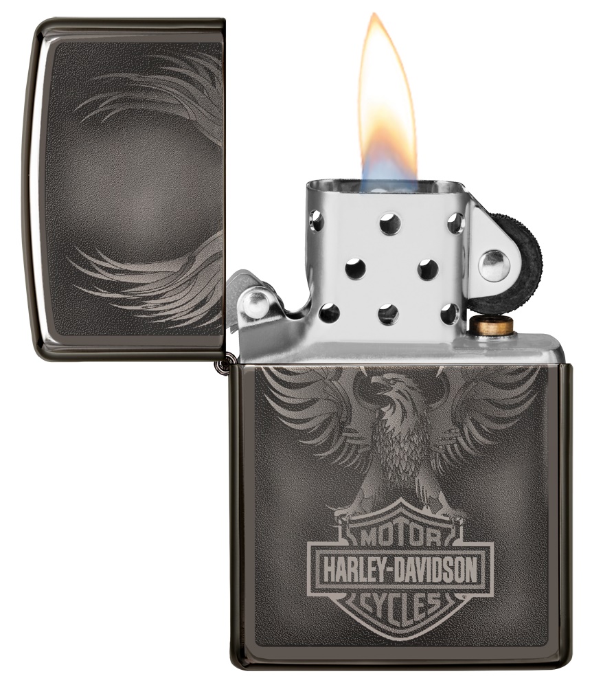 Front shot of Zippo Bejeweled Beetle Design High Polish Brass Windproof Lighter standing at a 3/4 angle.