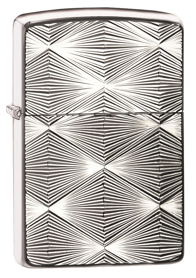 Front shot of Zippo Bejeweled Beetle Design High Polish Brass Windproof Lighter standing at a 3/4 angle.