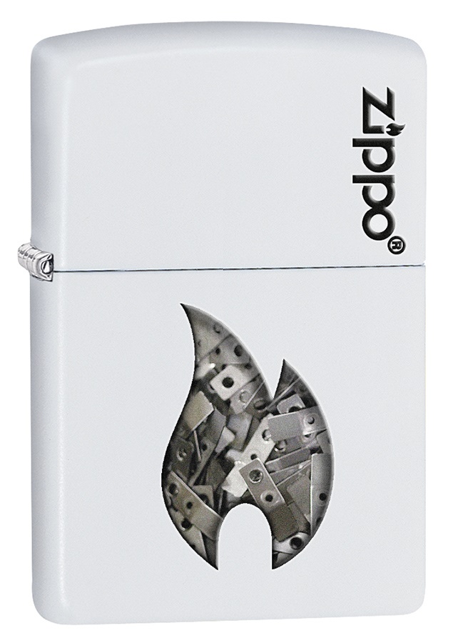 Front shot of Zippo Bejeweled Beetle Design High Polish Brass Windproof Lighter standing at a 3/4 angle.
